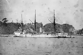 横須賀軍港に停泊中の磐城(1889年)