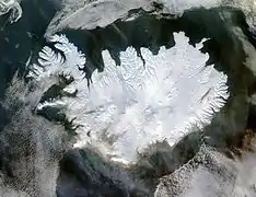 2004年1月29日に宇宙から見たアイスランド