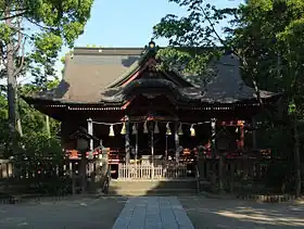 飯香岡八幡宮本殿(2010年撮影)「八幡町」の名のもととなった神社
