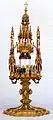 Gold and enamel monstrance made in 1506 by Gil Vicente, and offered by king Dom Manuel I of Portugal to the Jerónimos Monastery. Nowadays in the National Museum of Ancient Art, Portugal.