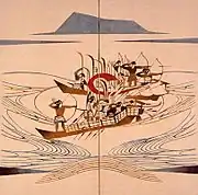 平家物語屏風 潰走(屋島落ち)