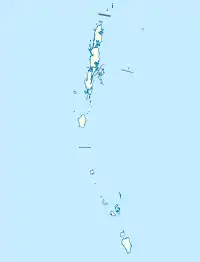 南センチネル島の位置(アンダマン・ニコバル諸島内)