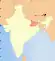 ビハール州の位置を示したインドの地図