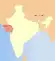 の位置を示したインドの地図