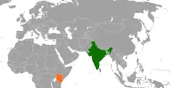 IndiaとKenyaの位置を示した地図