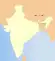 メーガーラヤ州の位置を示したインドの地図