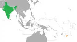 IndiaとNiueの位置を示した地図