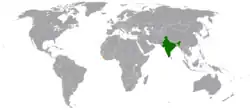 IndiaとSierra Leoneの位置を示した地図