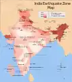 インドの地震ハザードマップ