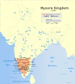 マイソール王国の位置