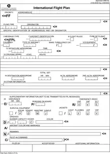 国際飛行計画書のフォーム