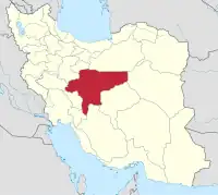 イランにおけるエスファハーン(塗りつぶし部)。