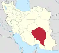 イランにおけるケルマーン（塗りつぶし部）。