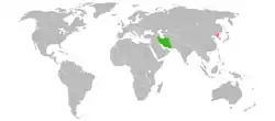 IranとNorth Koreaの位置を示した地図