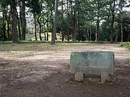 本丸跡と天守台跡(奥)