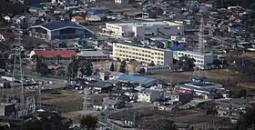 石巻山から見下ろす豊橋市立石巻中学校(2015年1月31日)