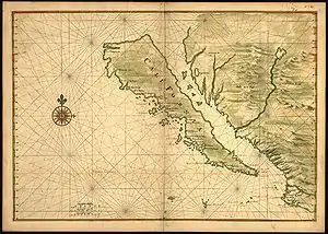 1650年頃のカリフォルニアの地図