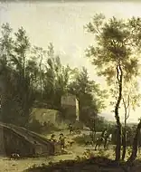 猟師のいるイタリアの風景