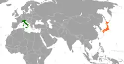 ItalyとJapanの位置を示した地図