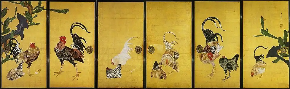 仙人掌群鶏図（西福寺）