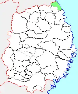 種市町の県内位置図