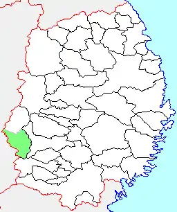 湯田町の県内位置図