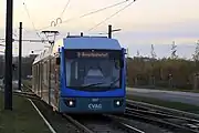 テクノパーク電停への路線にはケムニッツ市電の3号線も乗り入れる(2018年撮影)