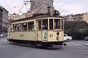 1968年に廃止されたM線を走る電車(1965年撮影)