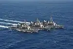 第1練習隊の3艦（2016年頃）。手前から「しまゆき」、「しらゆき」、「せとゆき」