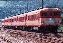 急行「エメラルド」（新疋田駅 1985年）