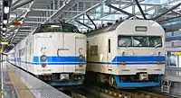 先頭車改造のクハ419形(左)中間車改造のクハ418形(右)