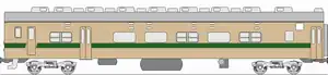 上 - サハネ581形(改造前)下 - クハ715形100番台(改造後)先頭車が不足したため運転台を取付施工。