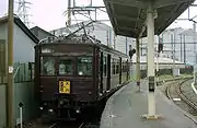 旧3番線に停車中のクモハ12形（1980年8月）