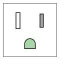 OA機器・白物家電等の設置箇所に使われるアース付100Vコンセント（JIS C 8303 2極接地極付コンセント 15A 125V）平行型
