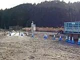 JR四国側の線路終端部車止め（右）と阿佐海岸鉄道側のDMVモードチェンジ箇所（左）。DMV開業に先立ち、線路が分断された（2021年1月）