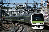 2020年まで使用されていたE231系電車(2006年 御徒町駅 - 上野駅間)