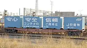 札幌貨物ターミナル駅構内で広告の表示に活用されているコンテナ。