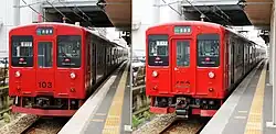 クハ103-1512（左）とクモハ102-1517（右）