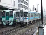 1500形（左）と1000形（右）連結器の形状が異なる（2006年5月13日 / 徳島）