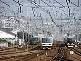 東海道本線との並走区間（加島 - 尼崎間）。