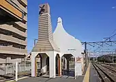 銚子電気鉄道駅舎JR2・3番線ホーム上に設置されている。（2022年2月）