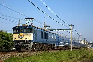 EF64形電気機関車牽引の「北陸」(2007年5月 高崎線 熊谷駅 - 行田駅間)