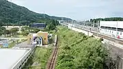 津軽二股駅周辺とホーム（2020年8月）