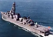 洋上を往く「あぶくま」艦尾側より望む
