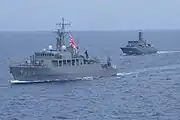 IMED23における「あわじ」とシンガポール海軍掃海艇「BEDOK」