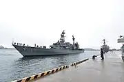 韓国釜山海軍基地に入港する「はまぎり」（2023年5月29日）