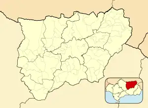 Jaénの位置（ハエン県内）