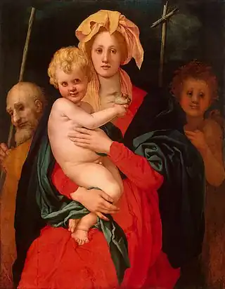 ヤコポ・ダ・ポントルモ『聖家族と幼児洗礼者聖ヨハネ』1522-1523年頃