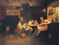 移住者からの手紙の返事を書く家族(1850)