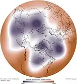 波打っている対流圏の極渦